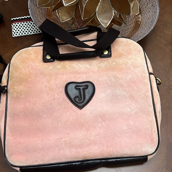 Vintage Y2K Juicy Couture Velour Messenger Laptop Bag Pink Velour.. - Picture 2 of 11